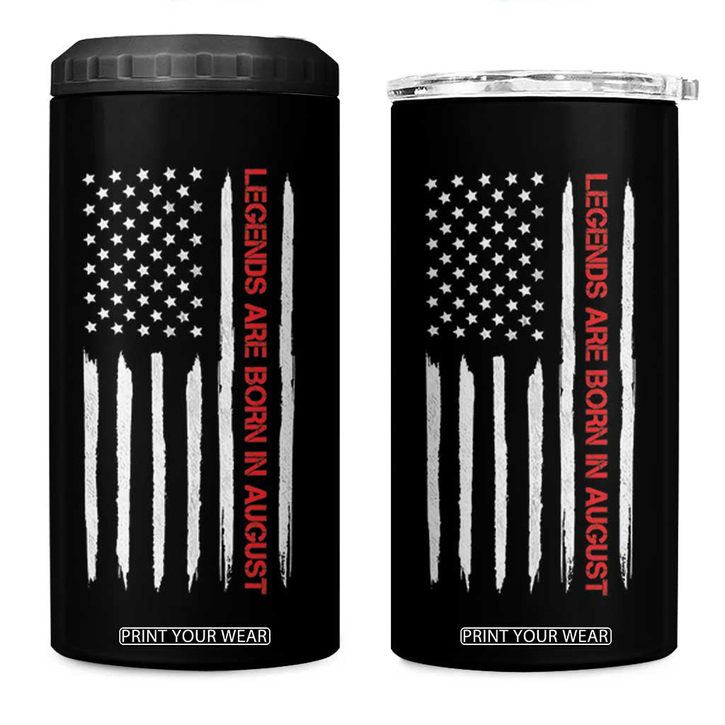 August Birthday Gifts 4 in 1 Can Cooler Tumbler Birthday Gifts Ideas For Men American Flag TB10 One Size: 16 oz Black Print Your Wear