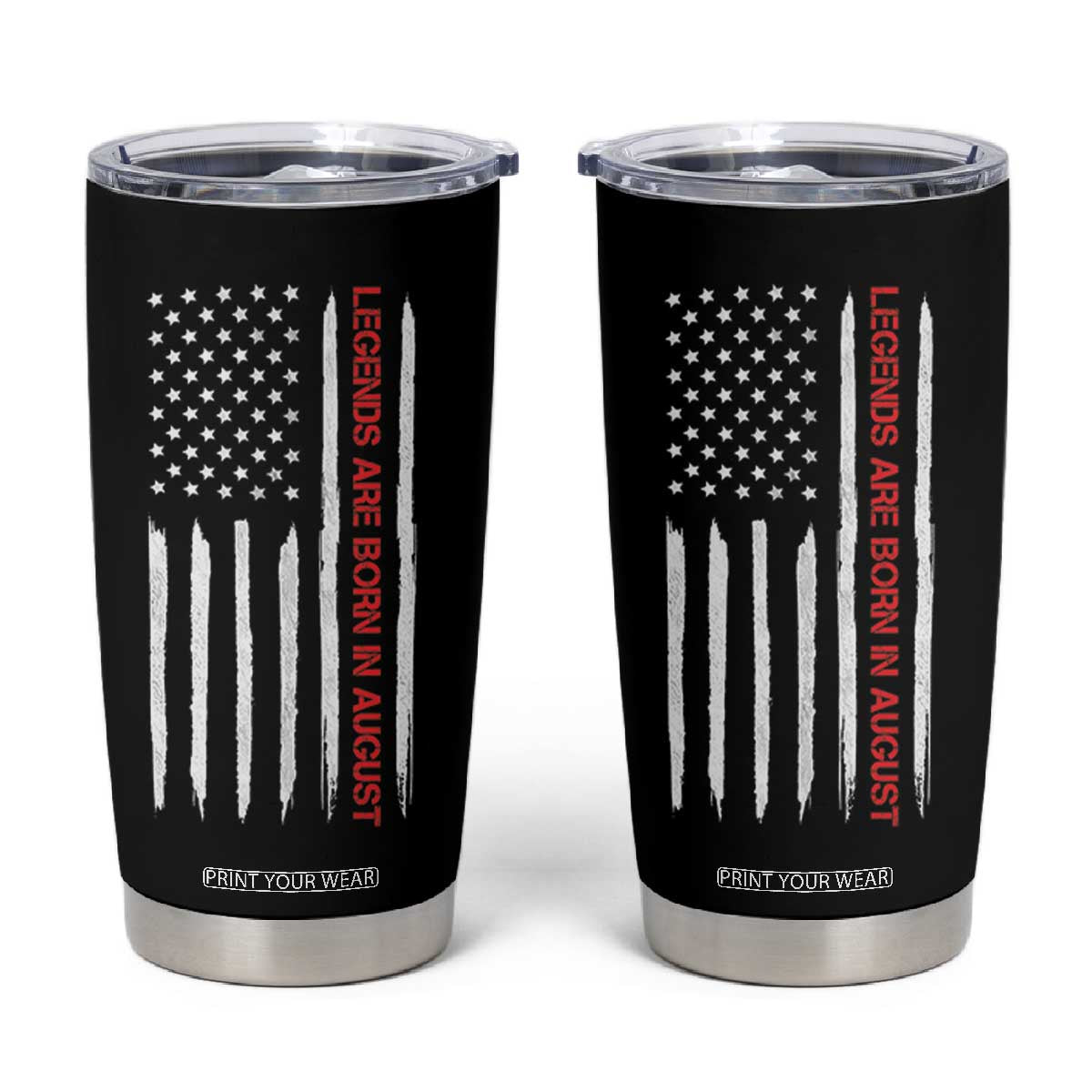 August Birthday Gifts Tumbler Cup Birthday Gifts Ideas For Men American Flag TB10 Black Print Your Wear