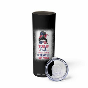 Trump Girl Skinny Tumbler With A Hint Of Patriotism 100% 'Merica Messy Bun American Flag TB10 Print Your Wear