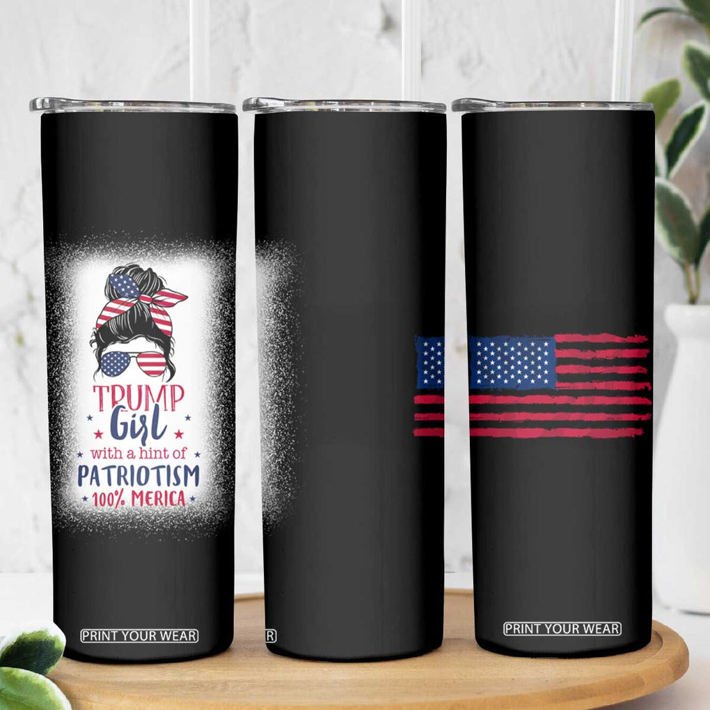Trump Girl Skinny Tumbler With A Hint Of Patriotism 100% 'Merica Messy Bun American Flag TB10 Print Your Wear