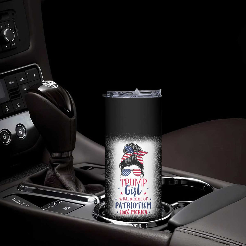 Trump Girl Skinny Tumbler With A Hint Of Patriotism 100% 'Merica Messy Bun American Flag TB10 Print Your Wear