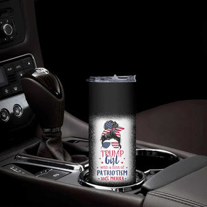 Trump Girl Skinny Tumbler With A Hint Of Patriotism 100% 'Merica Messy Bun American Flag TB10 Print Your Wear