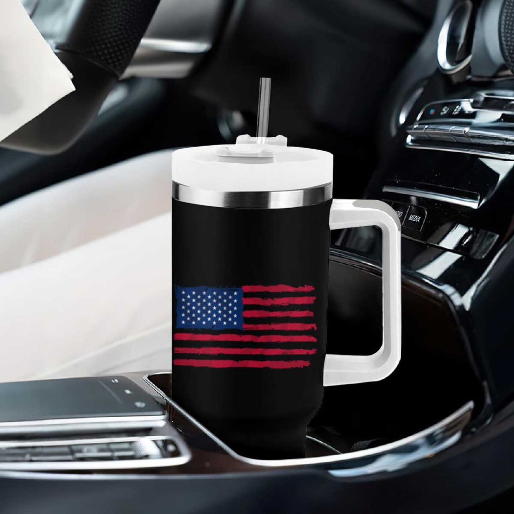 Trump Girl Tumbler With Handle With A Hint Of Patriotism 100% 'Merica Messy Bun American Flag TB10 Print Your Wear