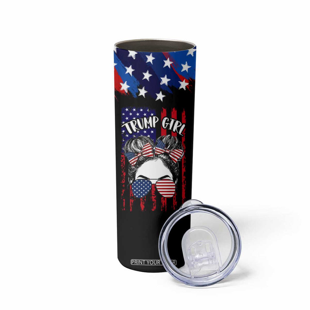 I'm A Trump Girl Skinny Tumbler Get Over It Messy Bun American Flag TB10 Print Your Wear