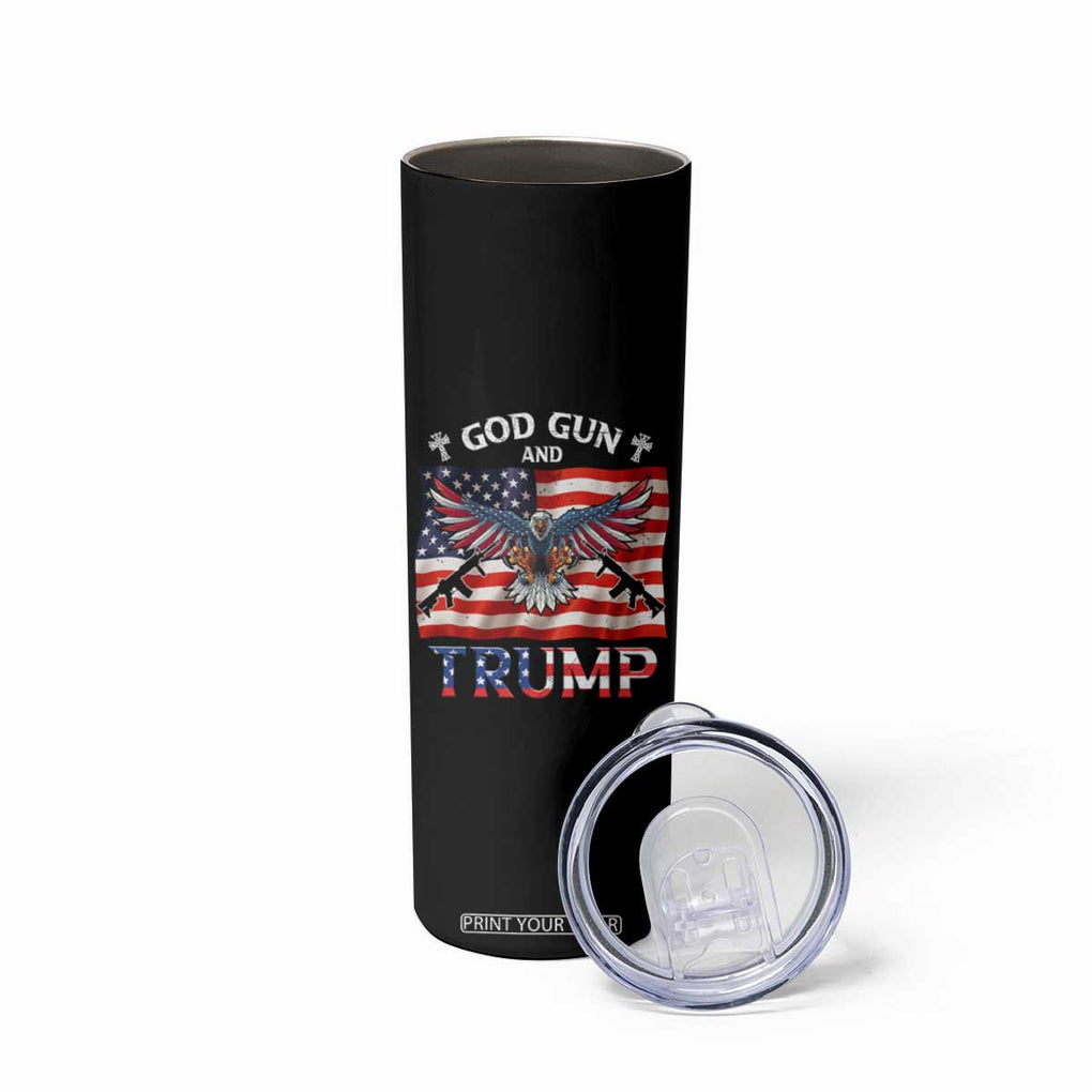 Trump 2024 Christian Skinny Tumbler God Guns And Trump American Flag Eagle TB10 Print Your Wear