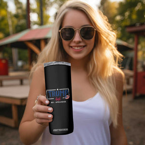 Trump Girl Skinny Tumbler No Apologies American Messy Bun US Flag President Election TB10 Print Your Wear