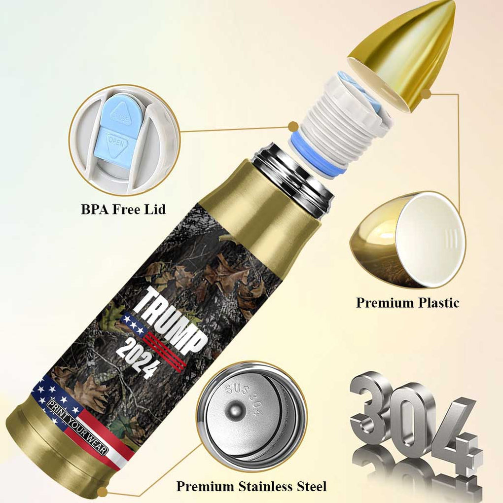 Trump 2024 Bullet Tumbler President Election American Flag Camouflage TB10 Print Your Wear