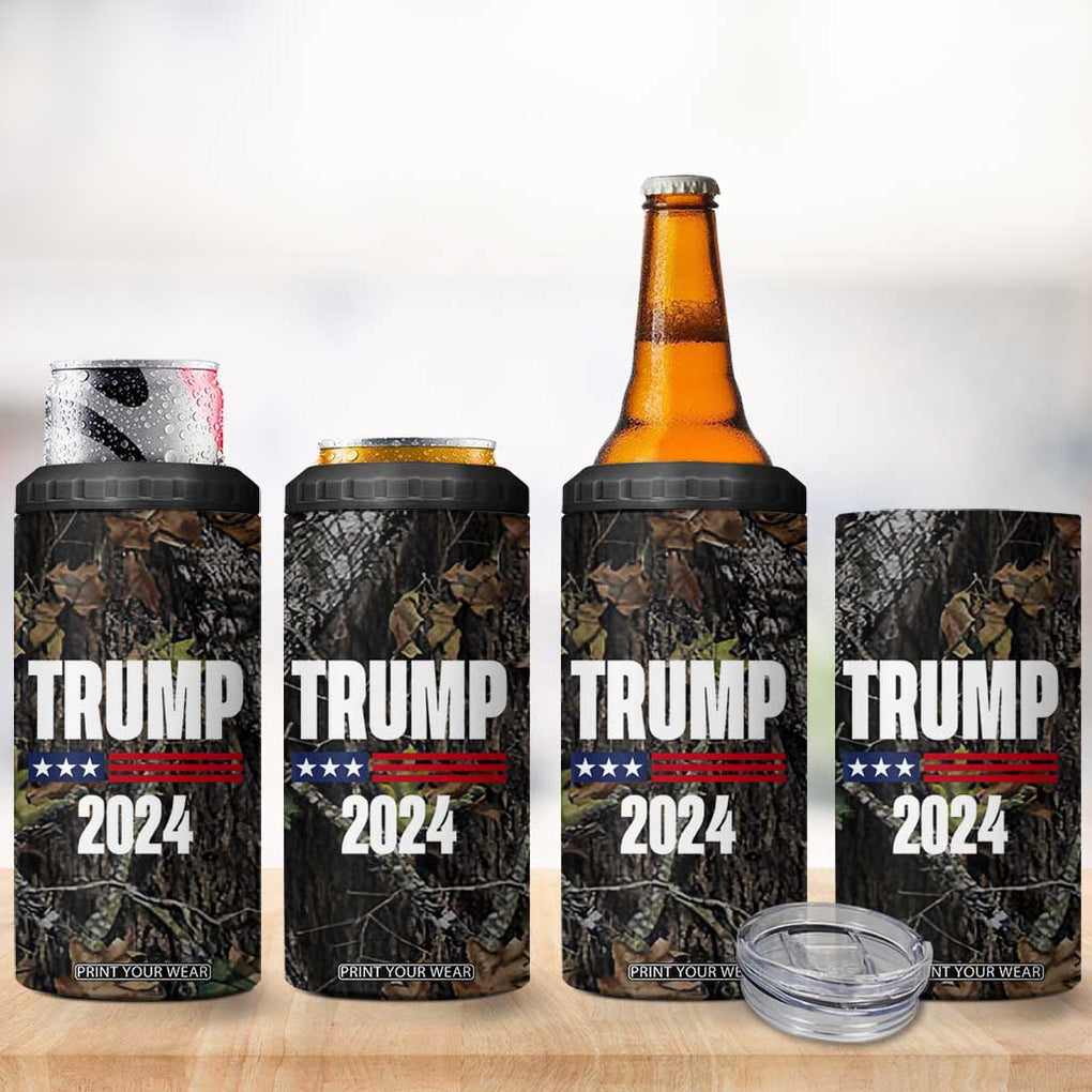 Trump 2024 4 in 1 Can Cooler Tumbler President Election American Flag Camouflage TB10 Print Your Wear