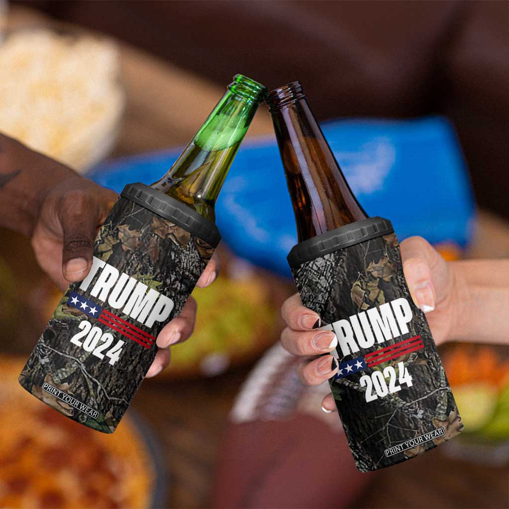 Trump 2024 4 in 1 Can Cooler Tumbler President Election American Flag Camouflage TB10 Print Your Wear