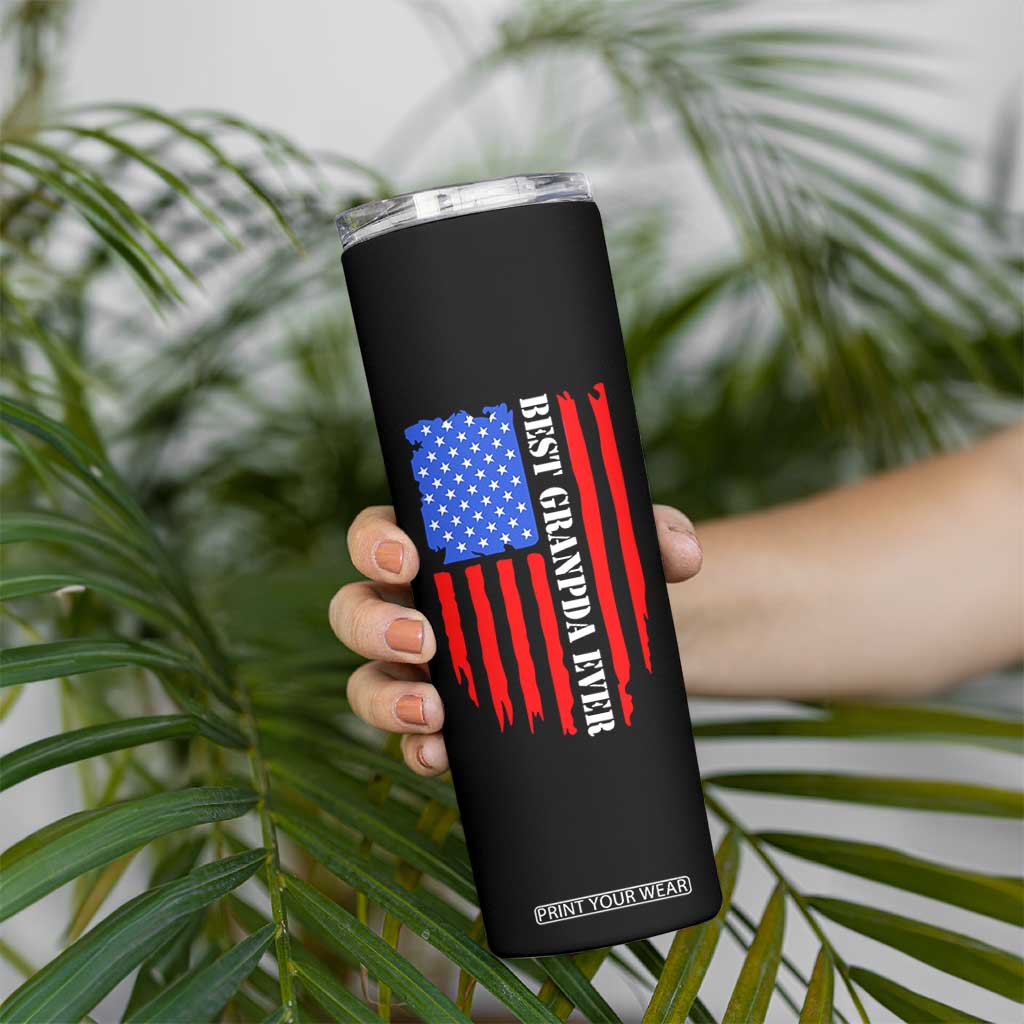 Best Grandpa Ever Skinny Tumbler Grandpa Knows Everything Grandfather Fathers Day Gift US Flag TB10 Print Your Wear