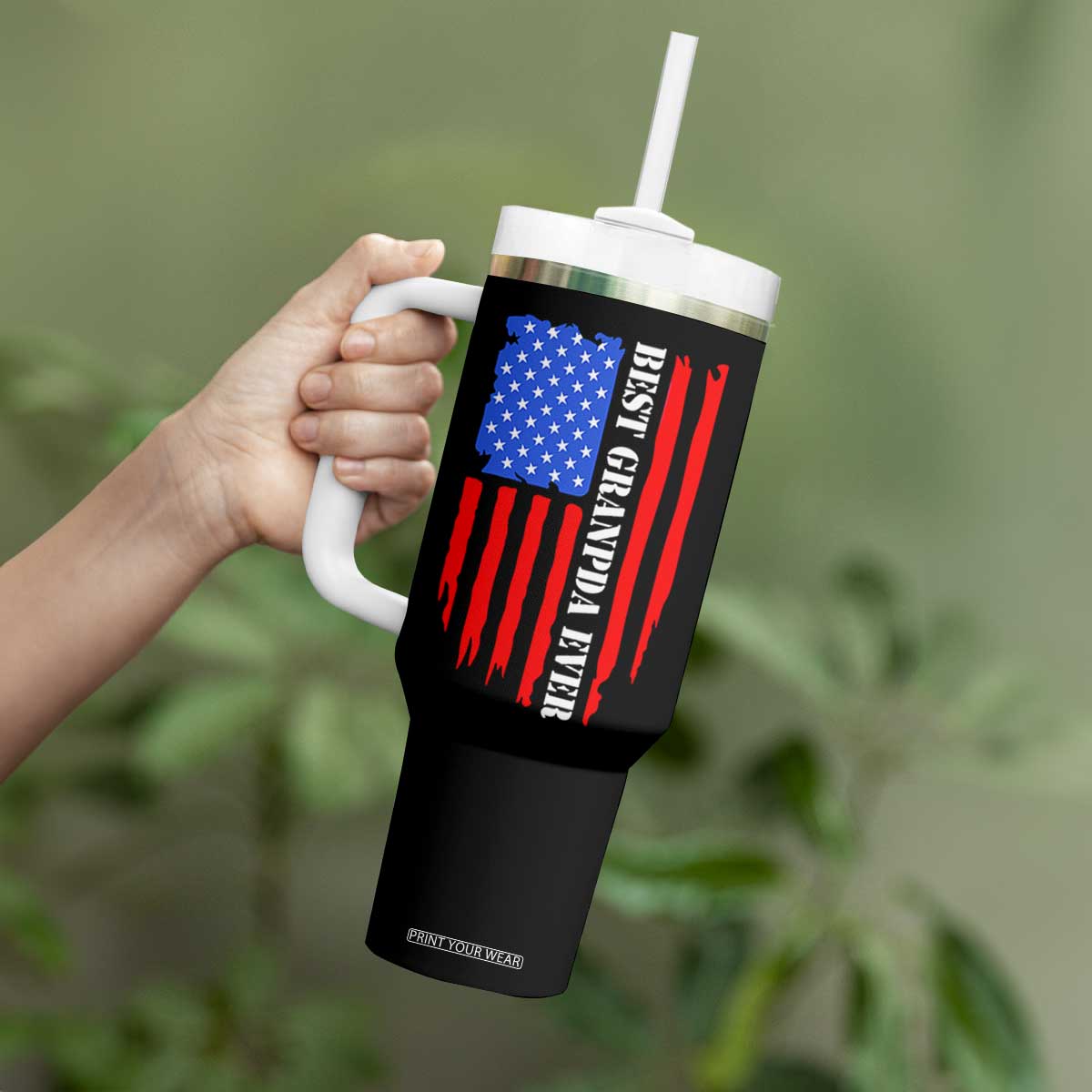 Best Grandpa Ever Tumbler With Handle Grandpa Knows Everything Grandfather Fathers Day Gift US Flag TB10 Print Your Wear