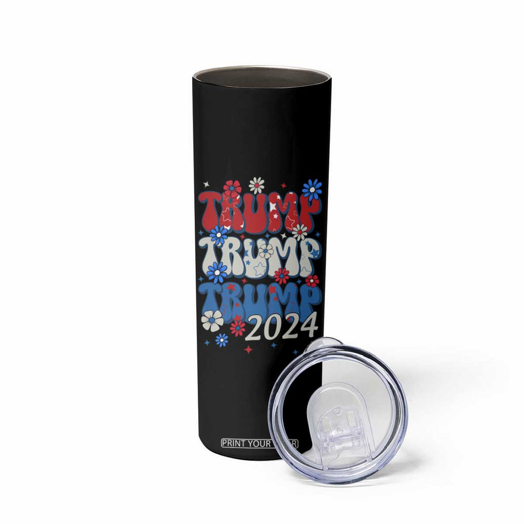 Trump 2024 Skinny Tumbler Retro Groovy 4th of July Patriotic TB10 Print Your Wear