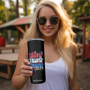 Trump 2024 Skinny Tumbler Retro Groovy 4th of July Patriotic TB10 Print Your Wear