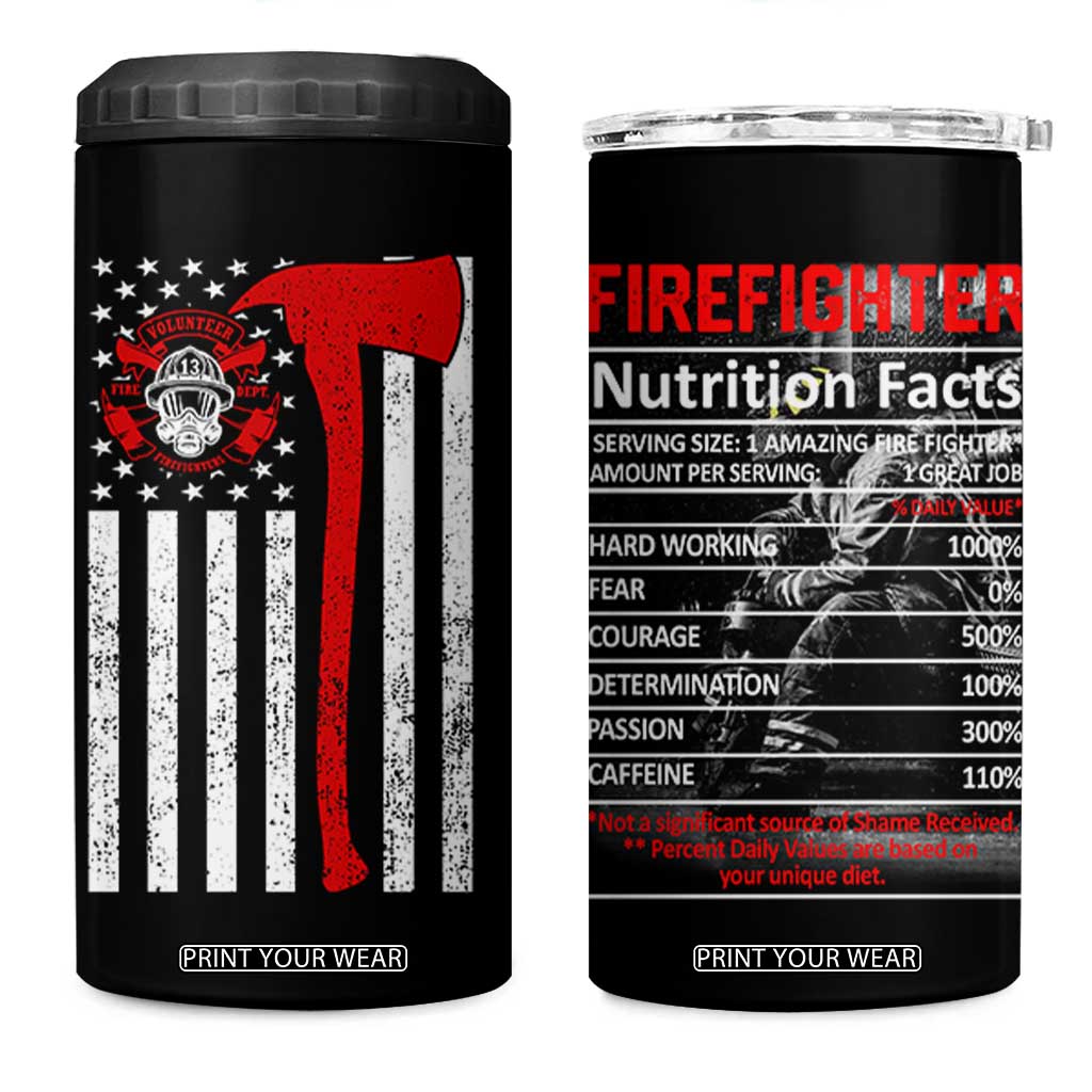 Firefighter Gifts for Men 4 in 1 Can Cooler Tumbler Fireman Fire Fighter Axe American Flag TB10 One Size: 16 oz Black Print Your Wear