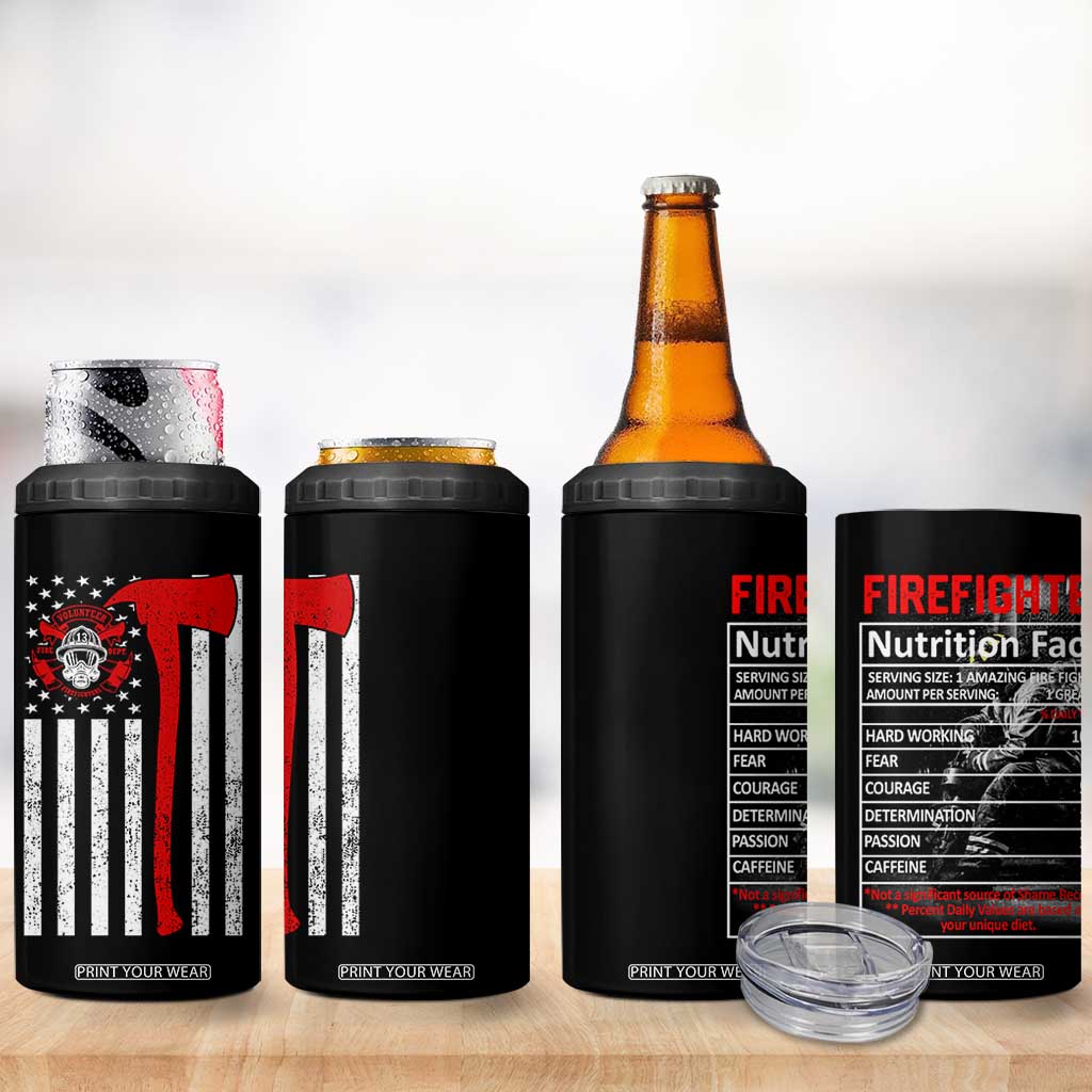 Firefighter Gifts for Men 4 in 1 Can Cooler Tumbler Fireman Fire Fighter Axe American Flag TB10 Print Your Wear