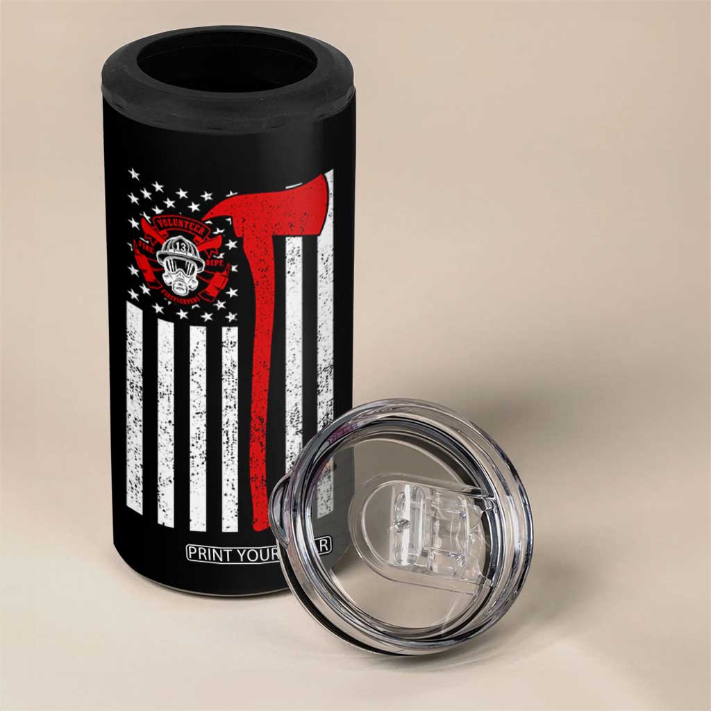 Firefighter Gifts for Men 4 in 1 Can Cooler Tumbler Fireman Fire Fighter Axe American Flag TB10 Print Your Wear
