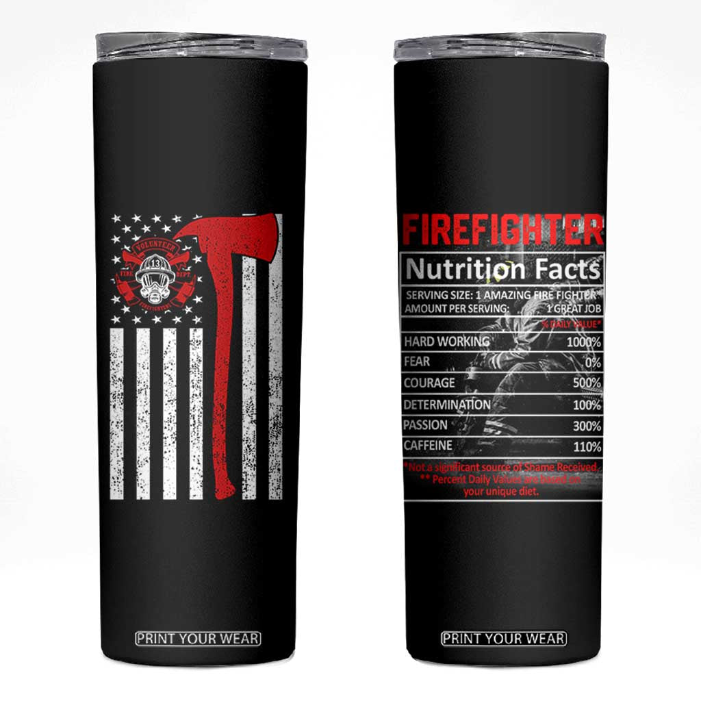 Firefighter Gifts for Men Skinny Tumbler Fireman Fire Fighter Axe American Flag TB10 Black Print Your Wear