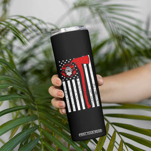 Firefighter Gifts for Men Skinny Tumbler Fireman Fire Fighter Axe American Flag TB10 Print Your Wear