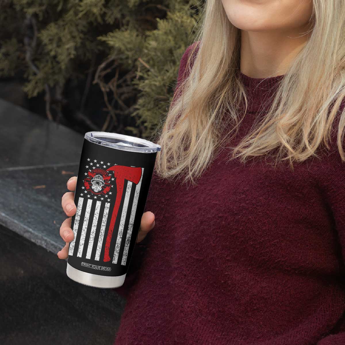 Firefighter Gifts for Men Tumbler Cup Fireman Fire Fighter Axe American Flag TB10 Print Your Wear