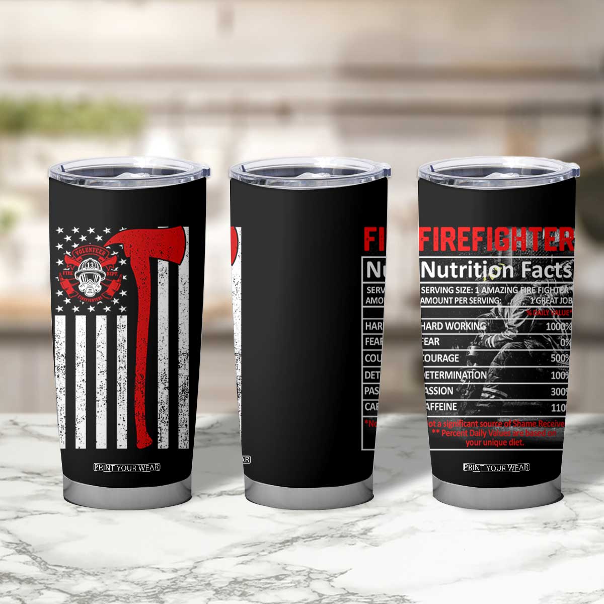 Firefighter Gifts for Men Tumbler Cup Fireman Fire Fighter Axe American Flag TB10 Print Your Wear