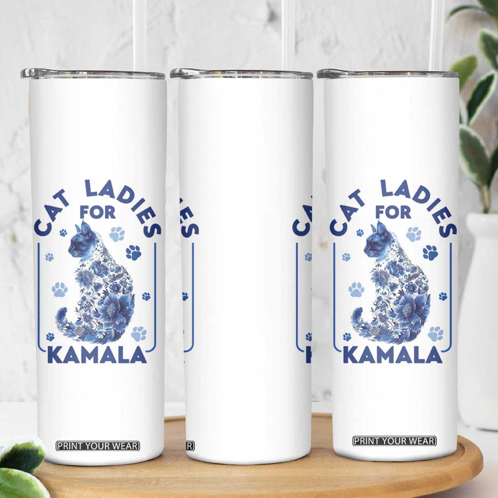 Cat Ladies for Kamala President Skinny Tumbler Harris 2024 Election Funny Kitty TB10 Print Your Wear