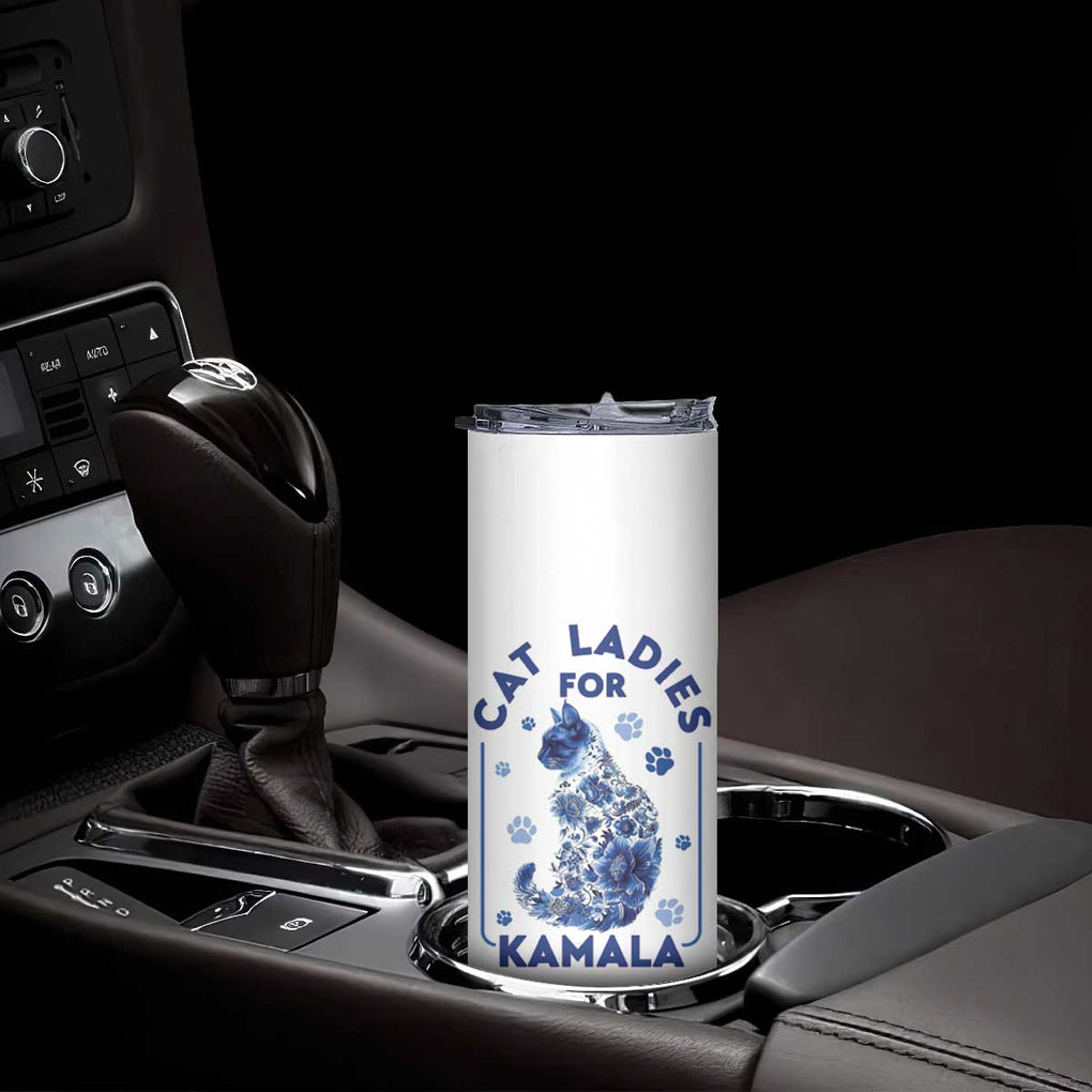 Cat Ladies for Kamala President Skinny Tumbler Harris 2024 Election Funny Kitty TB10 Print Your Wear