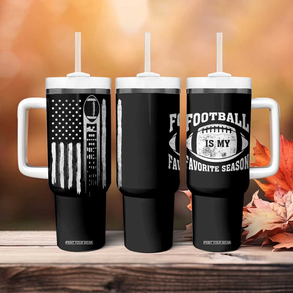 Football Tumbler With Handle Game Day Football Is My Favorite Season Sport Team US American Flag Patriotic TB10 Print Your Wear