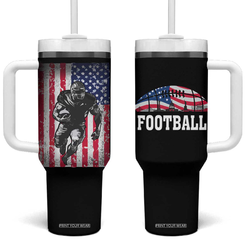 Football Players Tumbler With Handle US American Flag Game Day Sport Team Vintage Patriotic TB10 One Size: 40 oz Black Print Your Wear