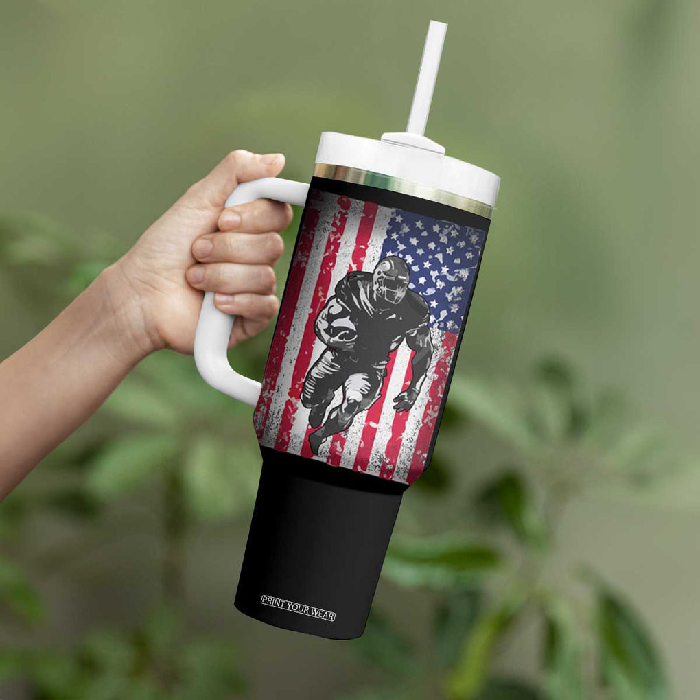 Football Players Tumbler With Handle US American Flag Game Day Sport Team Vintage Patriotic TB10 Print Your Wear