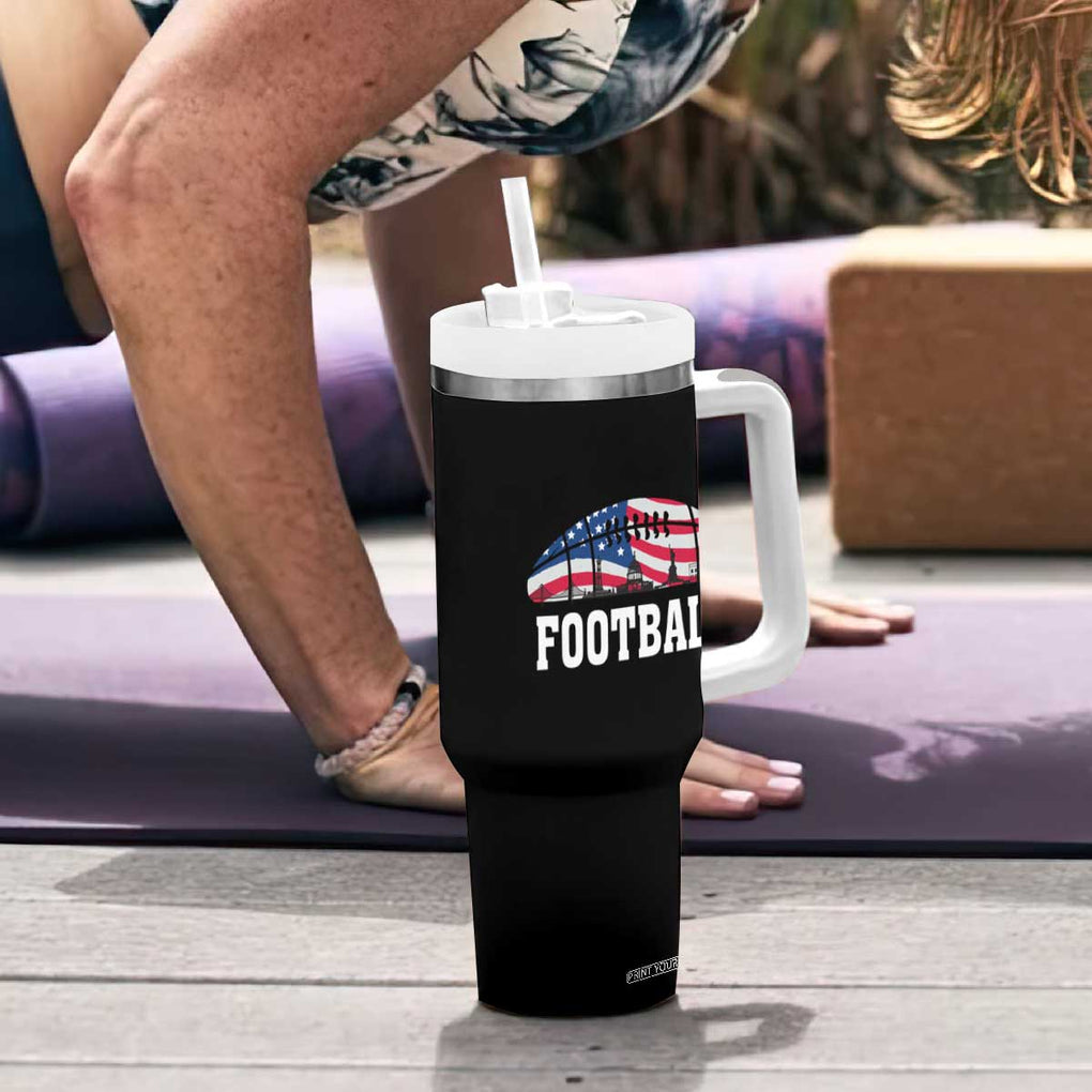 Football Players Tumbler With Handle US American Flag Game Day Sport Team Vintage Patriotic TB10 Print Your Wear