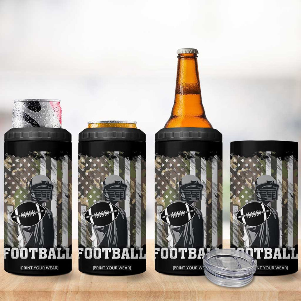 Football Players 4 in 1 Can Cooler Tumbler Camo US American Flag Game Day Sport Team Vintage Patriotic TB10 Print Your Wear