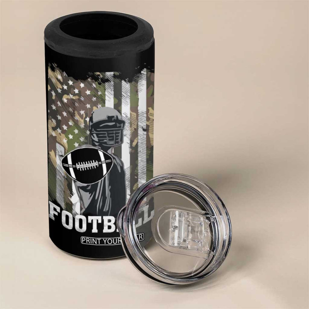 Football Players 4 in 1 Can Cooler Tumbler Camo US American Flag Game Day Sport Team Vintage Patriotic TB10 Print Your Wear
