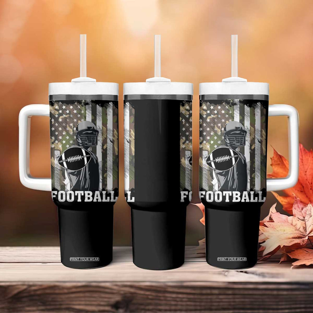 Football Players Tumbler With Handle Camo US American Flag Game Day Sport Team Vintage Patriotic TB10 Print Your Wear