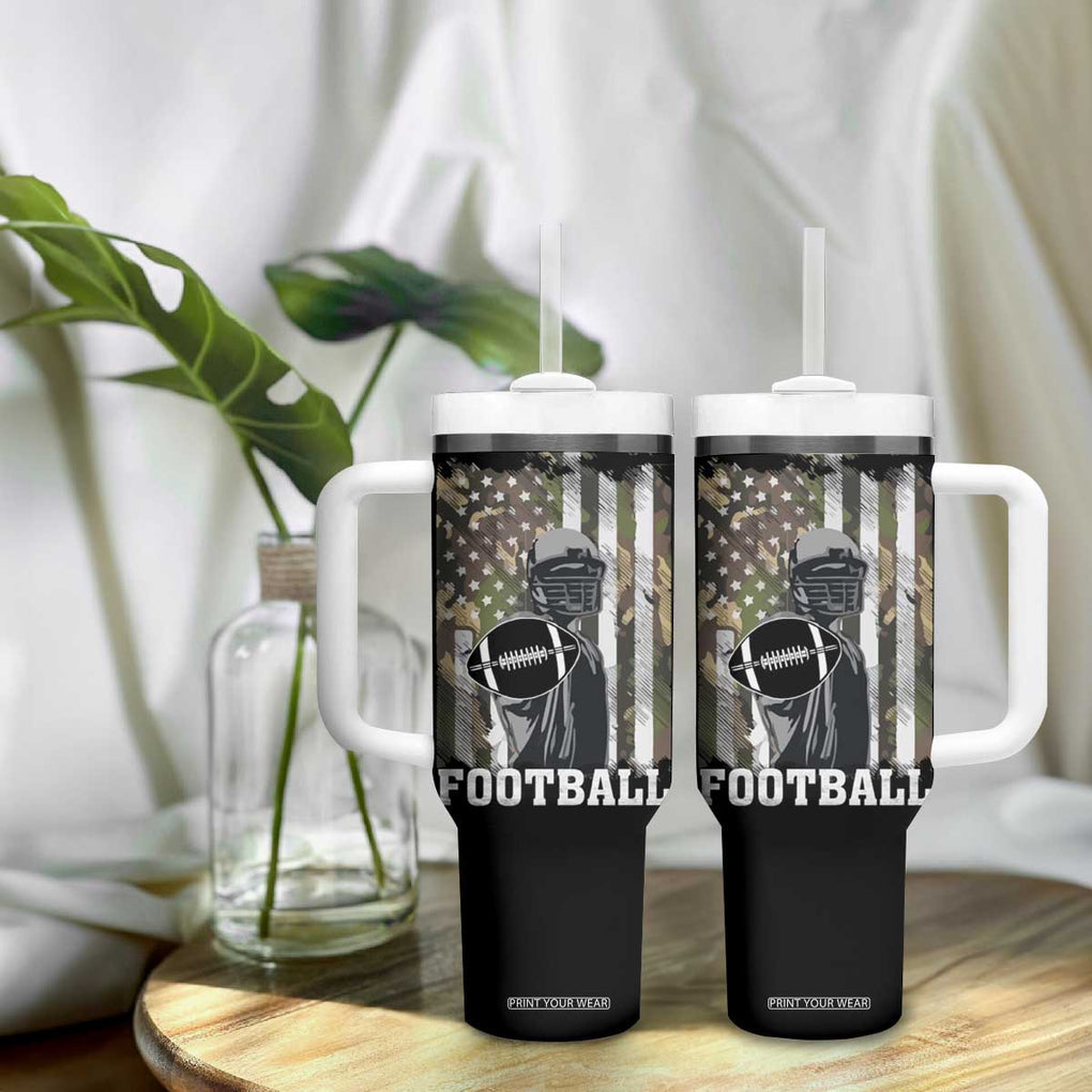 Football Players Tumbler With Handle Camo US American Flag Game Day Sport Team Vintage Patriotic TB10 Print Your Wear
