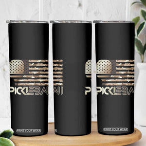 Camo US Flag Pickleball Player Paddleball Lover Skinny Tumbler TB10 Print Your Wear
