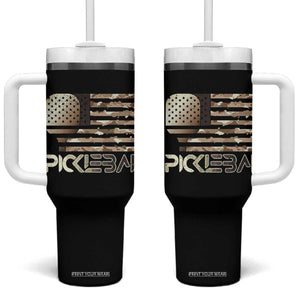 Camo US Flag Pickleball Player Paddleball Lover Tumbler With Handle TB10 One Size: 40 oz Black Print Your Wear