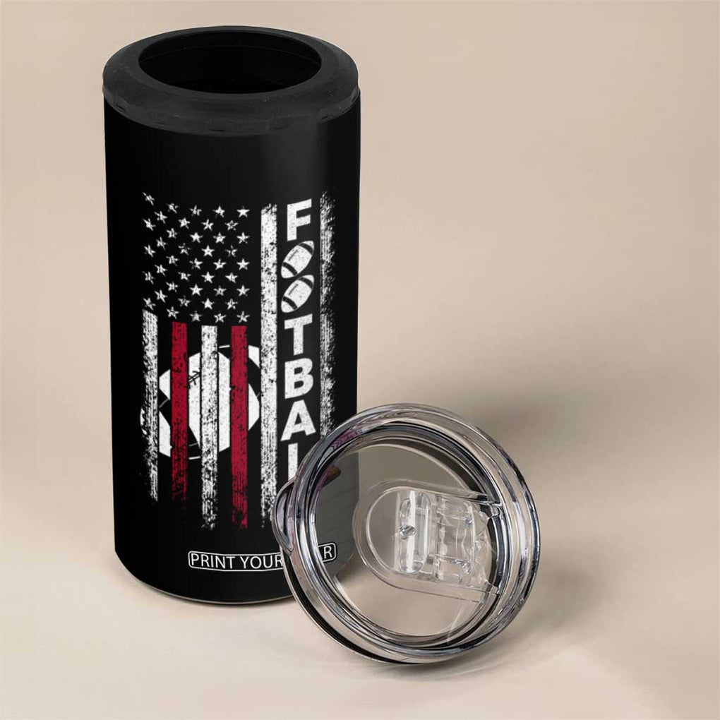 Football American Flag 4 in 1 Can Cooler Tumbler Game Day Sport Team Vintage Patriotic TB10 Print Your Wear