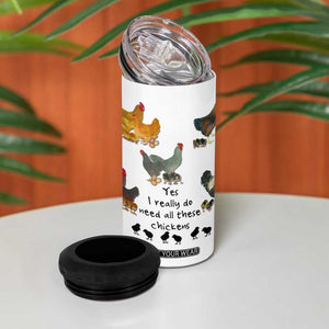 Funny Chicken Gifts 4 in 1 Can Cooler Tumbler Cute Mothers Day Farmhouse Chicken Lovers TB10 Print Your Wear