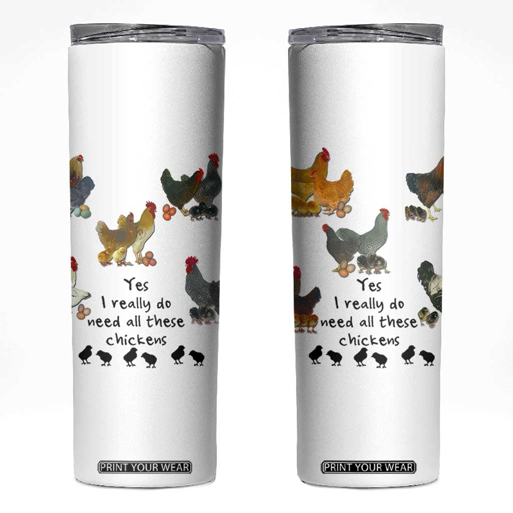 Funny Chicken Gifts Skinny Tumbler Cute Mothers Day Farmhouse Chicken Lovers TB10 White Print Your Wear