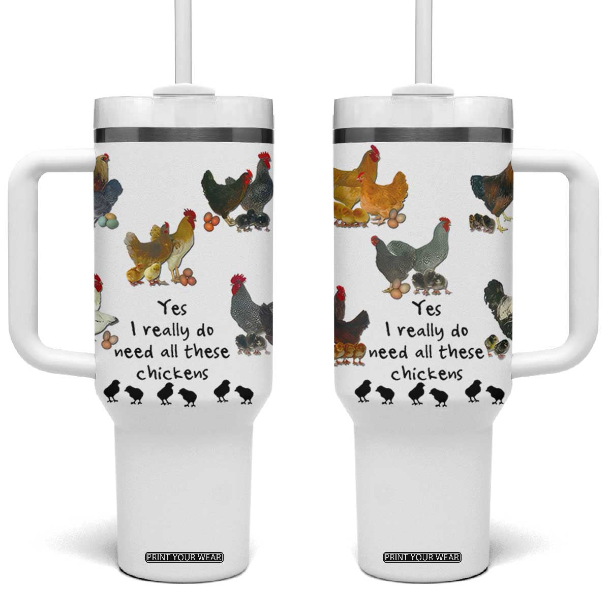 Funny Chicken Gifts Tumbler With Handle Cute Mothers Day Farmhouse Chicken Lovers TB10 One Size: 40 oz White Print Your Wear