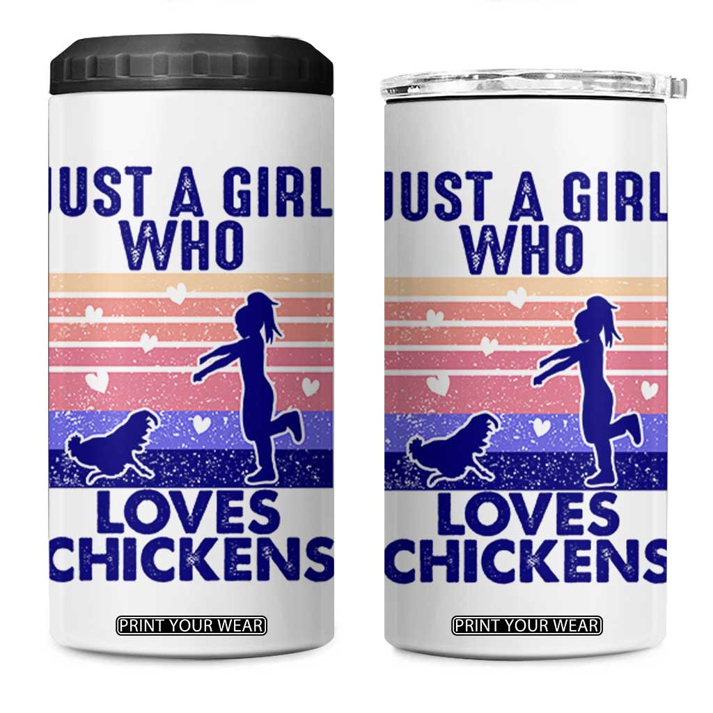 Chicken Gifts 4 in 1 Can Cooler Tumbler Just A Girl Who Loves Chickens Women Girls TB10 One Size: 16 oz White Print Your Wear