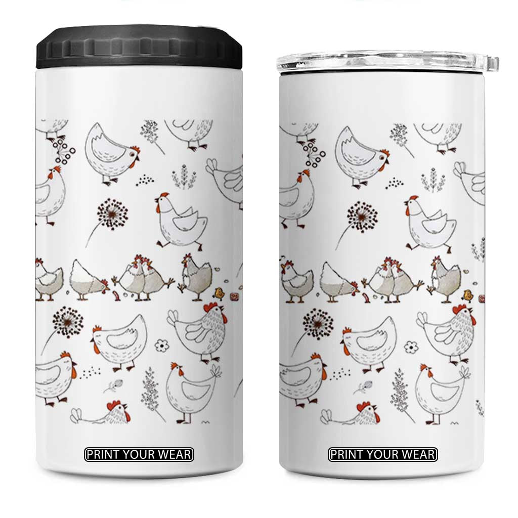 Chickens Lover 4 in 1 Can Cooler Tumbler Farmhouse Chickens Lady Mom Gift TB10 One Size: 16 oz White Print Your Wear