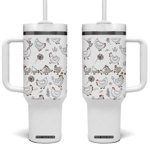 Chickens Lover Tumbler With Handle Farmhouse Chickens Lady Mom Gift TB10 One Size: 40 oz White Print Your Wear