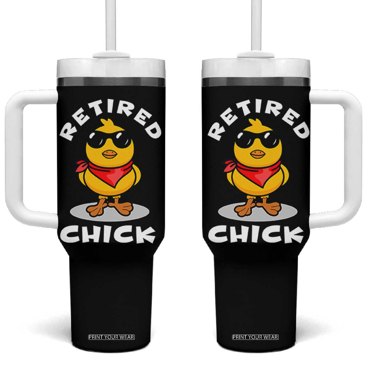Funny Retirement Gifts Tumbler With Handle Retired Chick Teacher Coworker Farewell 2026 TB10 One Size: 40 oz Black Print Your Wear
