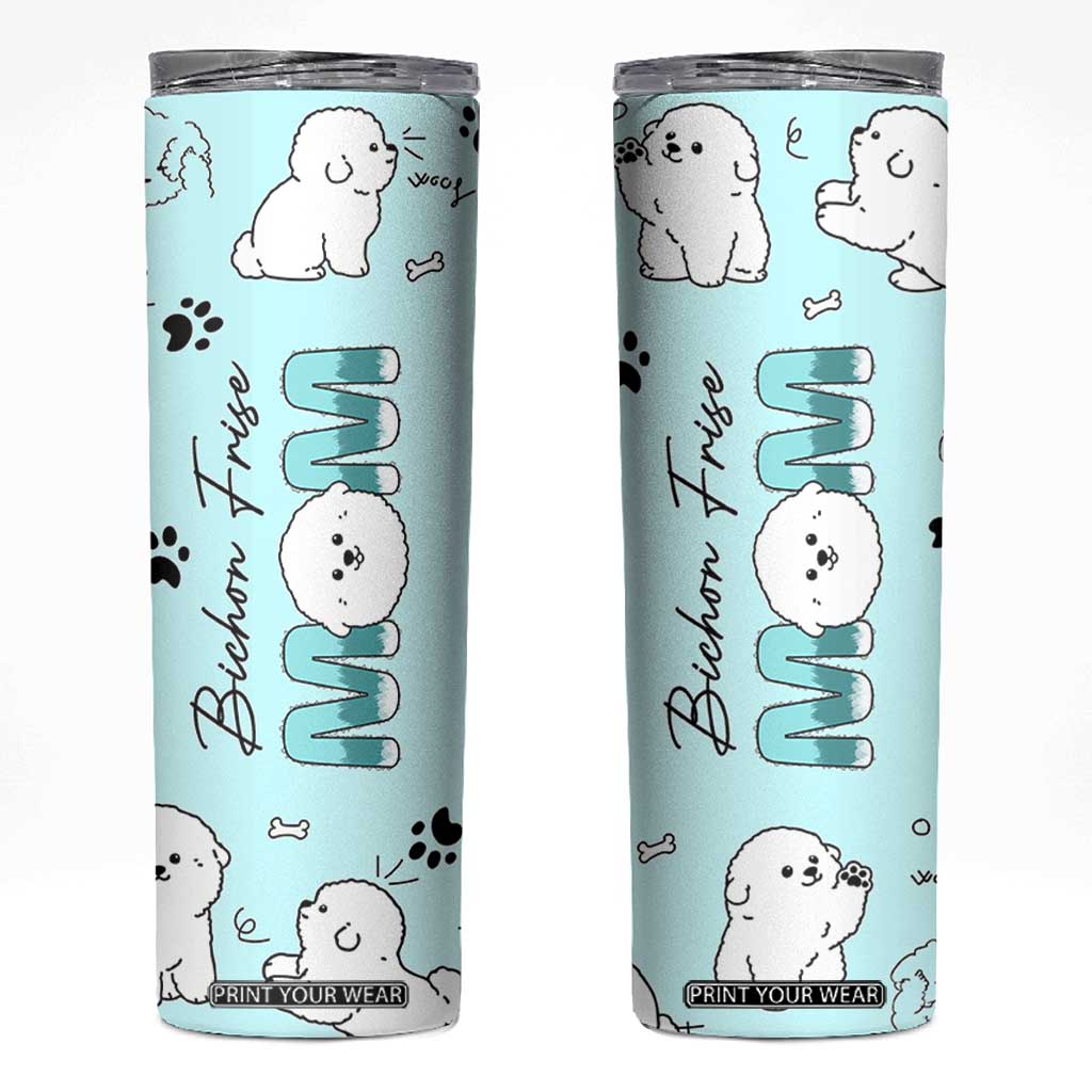 Bichon Frise Dog Mom Skinny Tumbler Mothers Day Gift For Dog Lovers Owners Women TB10 Blue Print Your Wear