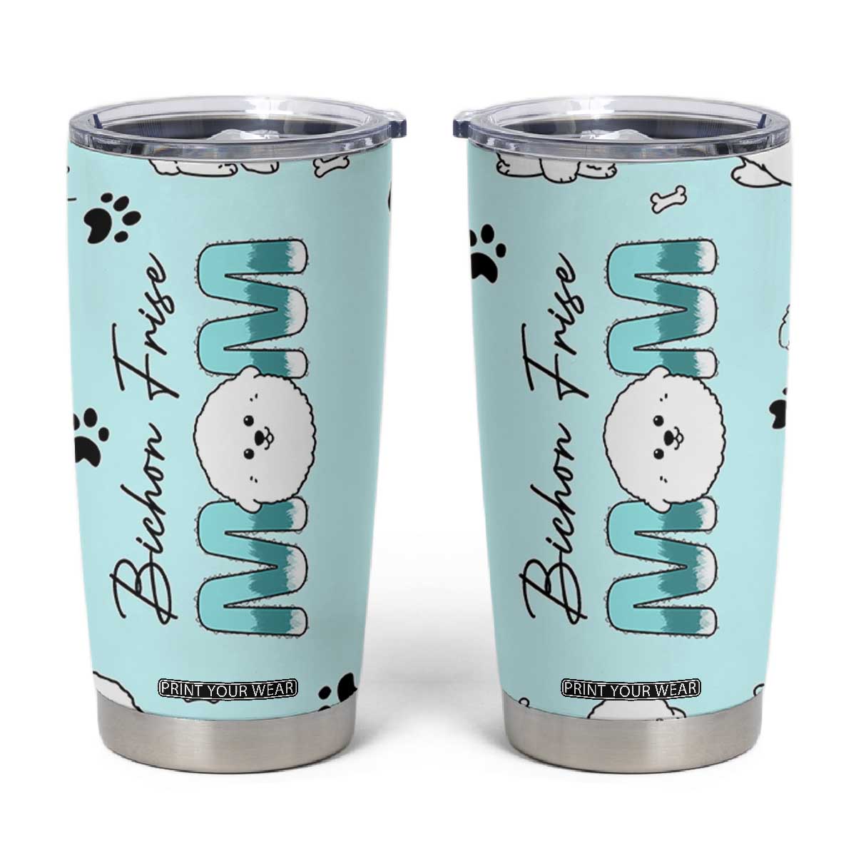 Bichon Frise Dog Mom Tumbler Cup Mothers Day Gift For Dog Lovers Owners Women TB10 Blue Print Your Wear