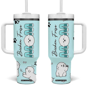 Bichon Frise Dog Mom Tumbler With Handle Mothers Day Gift For Dog Lovers Owners Women TB10 One Size: 40 oz Blue Print Your Wear