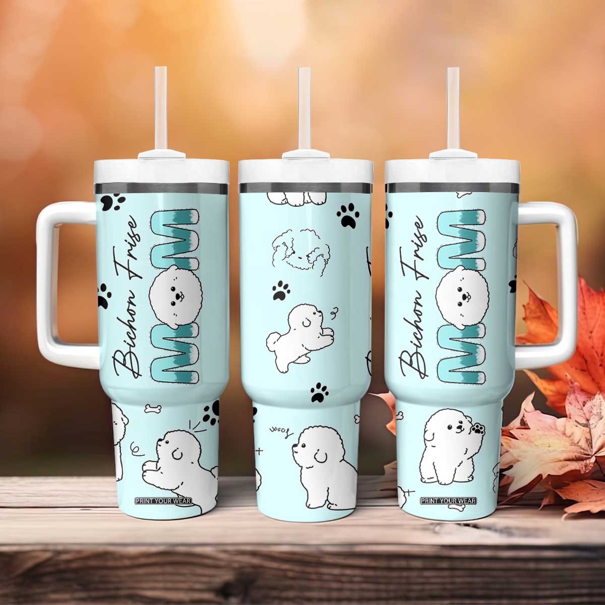 Bichon Frise Dog Mom Tumbler With Handle Mothers Day Gift For Dog Lovers Owners Women TB10 Print Your Wear