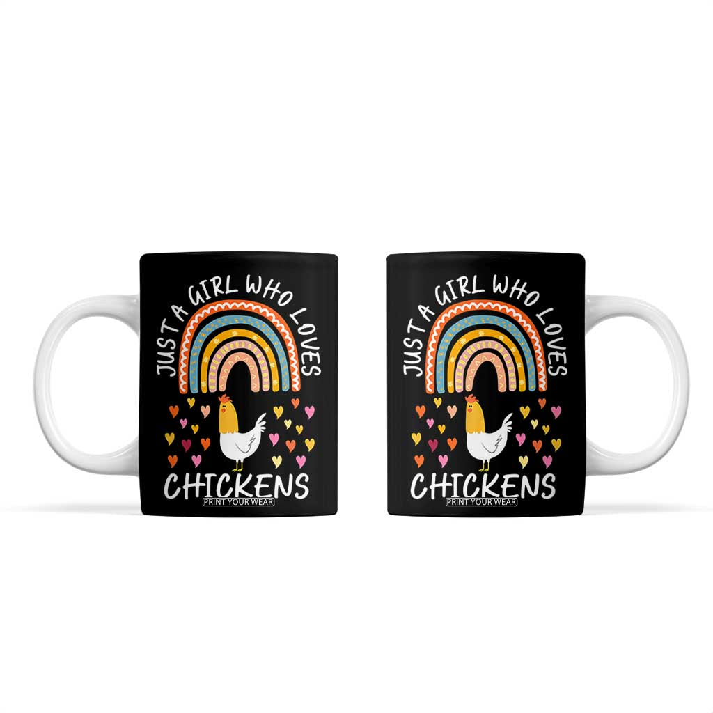 Chicken Gifts Coffee Mug Just A Girl Who Loves Chickens Boho Rainbow Women Girls TB10 Black Print Your Wear