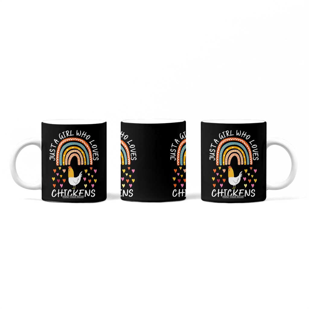 Chicken Gifts Coffee Mug Just A Girl Who Loves Chickens Boho Rainbow Women Girls TB10 Print Your Wear